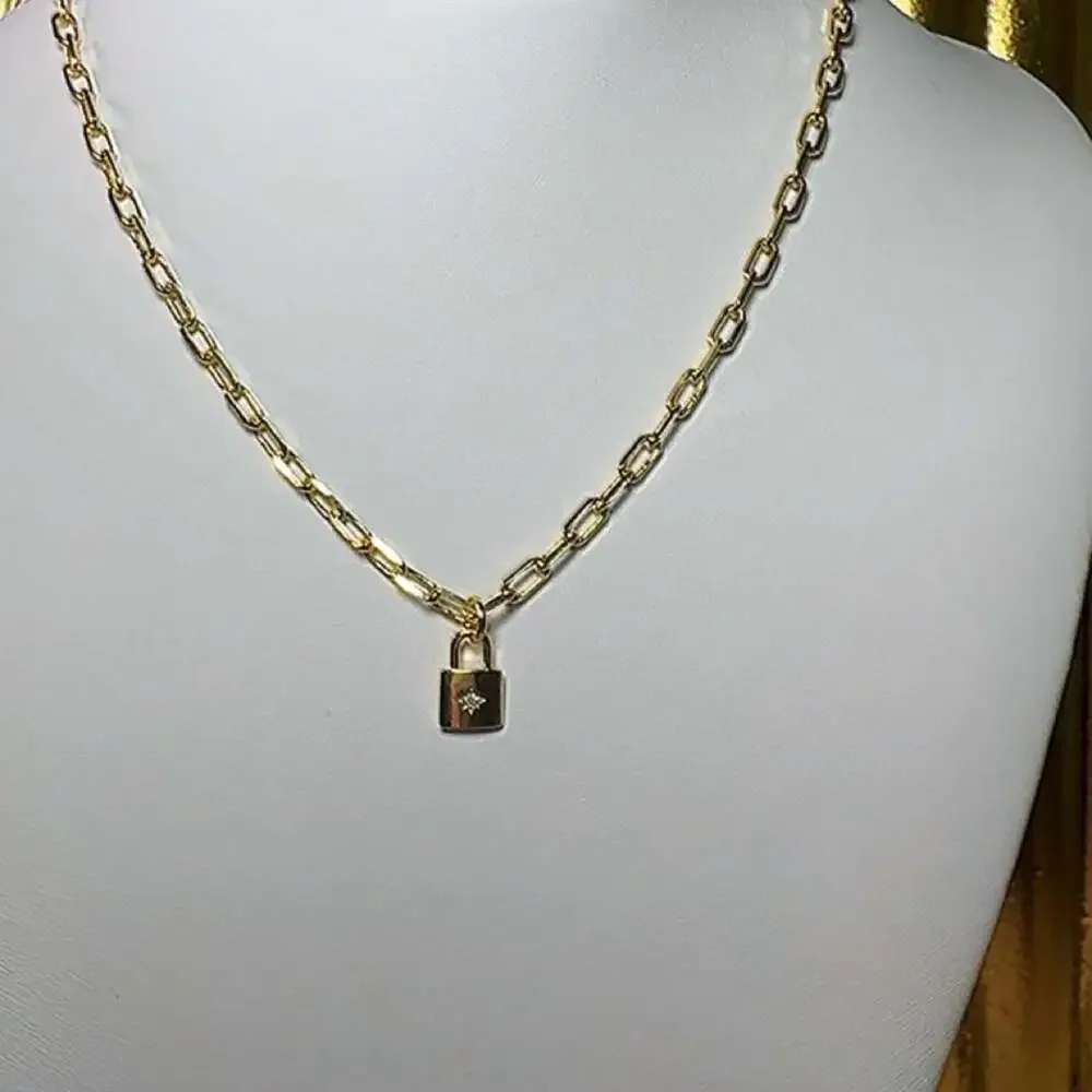 Gold Chain Necklace With Small E 32 B